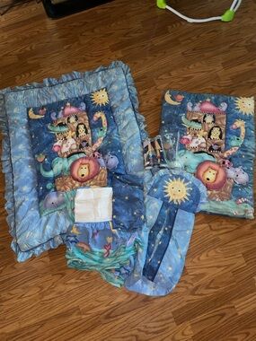 Vintage Kidsline Viv Eisner Hess Noah’s Ark Crib Bedding Set